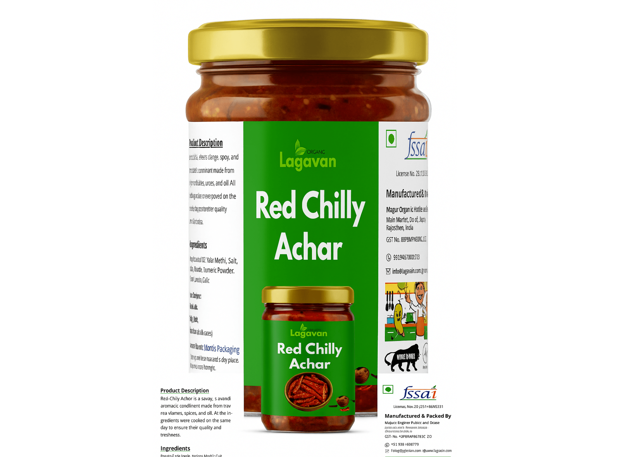 Red Chilly Achar 750g - Lagavan